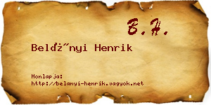 Belányi Henrik névjegykártya